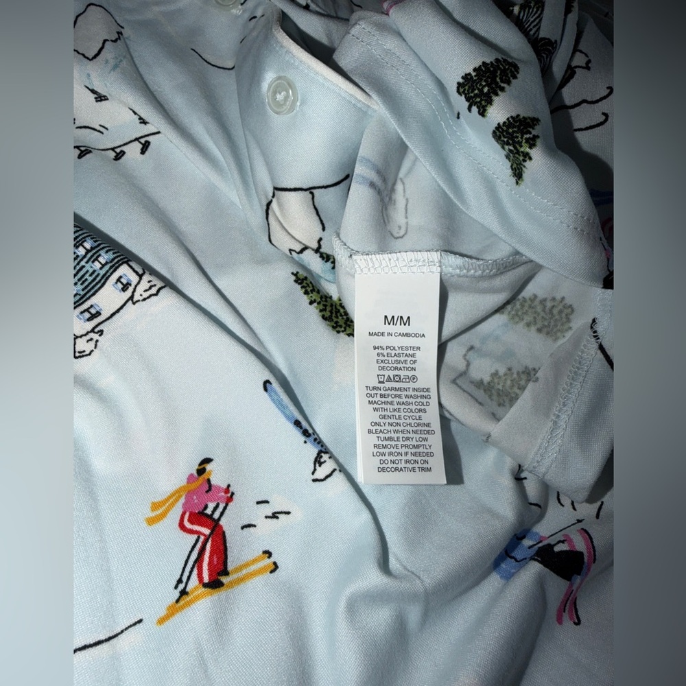 Kate Spade Pajamas Classic Long Sleeve Winter Village Ski Trip Print Pjs NWT - Picture 13 of 13